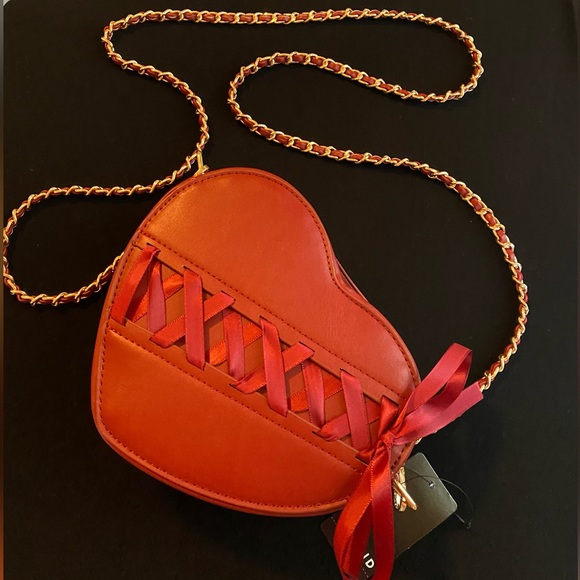 Torrid Red Heart Corset Ribboned Crossbody Bag & New Sparkle Cherry Charm - NWT! - Picture 3 of 6